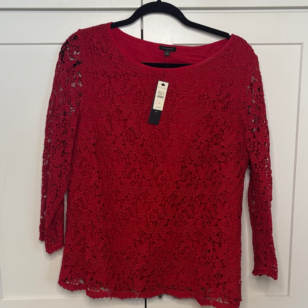 Talbots Red Lace Blouse